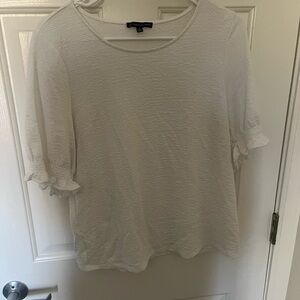 Adrianna Papell White Textured Ruffle-Sleeve Top